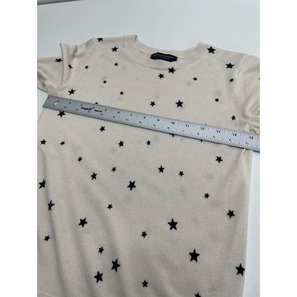 Banana Republic Silk Cashmere Crewneck Sweater Cream Stars America 4th Women XS - Picture 10 of 11